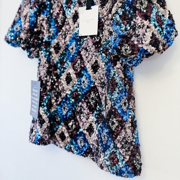 NWT Pomander Place Multi Sequin Jada Blouse, Size Medium - Picture 6 of 8